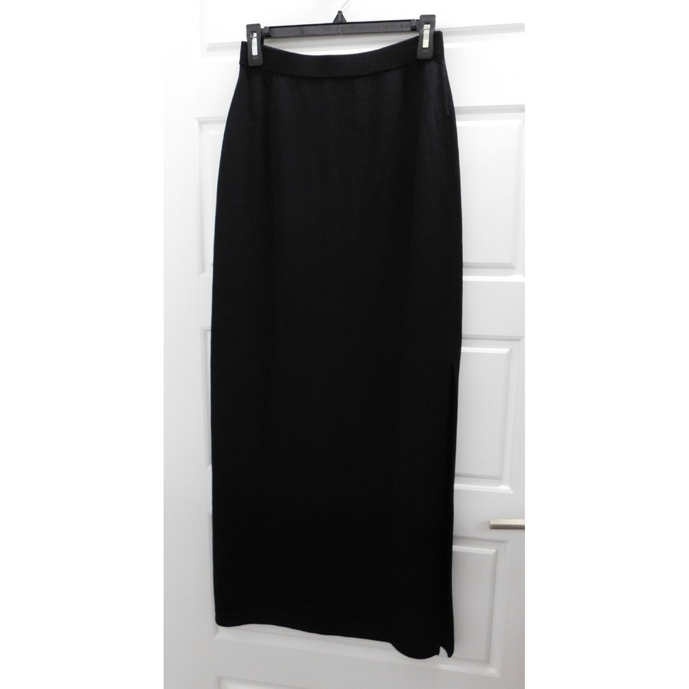 St John Basics Black Santana Knit Long Maxi Skirt USA sz 4